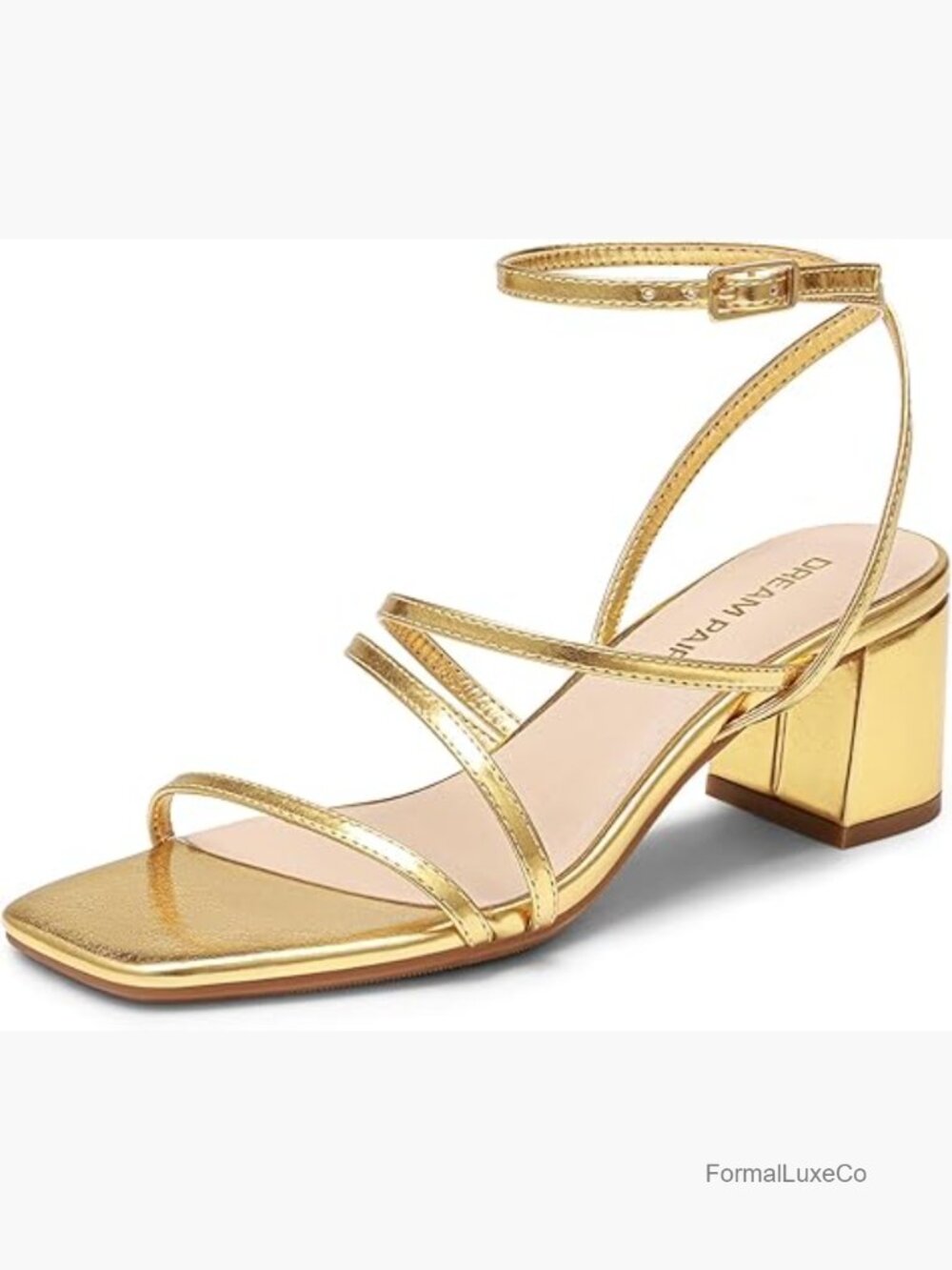 Strappy Square Toe Block Heel Sandals 2 Inch Chunky Heeled Sandals Party Evening